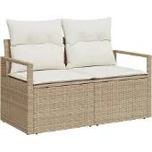 vidaXL Trädgårdsoffa med kudde 120 x 62 x 69 cm konstrotting