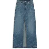 BOSS Denim skirt with logo pinstripe pattern and front slit