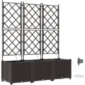 vidaXL Trädgårdsplanterare 3 pcs Brun Plast