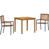 vidaXL Trädgårdsmöbelset 3 pcs Svart Massivt Akaciaträ