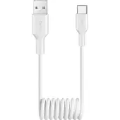 Puro 10W USB-A - USB-C Spiralkabel 1m - Vit