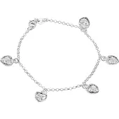 None Silver armband med fem hjärtan R264-18.5