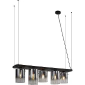 QAZQA Modern pendellampa svart med rökglas 5-ljus - Hybrid