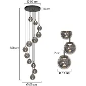 Steinhauer Pendellampa Bollique, dimbar, Aluminium / grå / zink, Vardagsrum / matsal, Glas