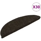 vidaXL Trappmattor självhäftande 30 st 56x17x3 cm mörkbruna halvrunda