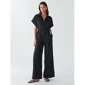 BWLDR Jumpsuit 'ARA LINEN JUMPSUIT' svart