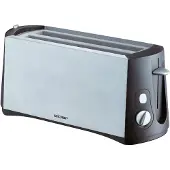 Cloer Toaster 3710 Brödrost dubbel långt fack inbyggd brödvärmare Svart, Silver