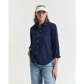 Gant för kvinnor. 4300348 Klassisk Regular Fit-skjorta i marinblå poplin (36), Casual, Bomull, Lång ärm, Marino