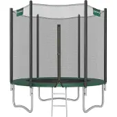 Songmics trampolin Ø 244 cm, rund trampolin med skyddsnät, stoppade stolpar