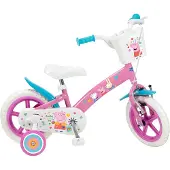 Toimsa barncykel 12 Peppa Pig rosa med stödhjul för flickor 3-5 år (TOI1195)