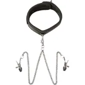 Sei mio - halsband med bröstklämmor - svart