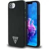 GUESS Grained Triangle MagSafe-fodral för iPhone 16e - svart