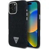 GUESS Denim Triangle Logo MagSafe-fodral för iPhone 16 Pro - svart