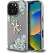 GUESS Grained Roses Big 4G Logo iPhone 16 Pro-fodral - Lila