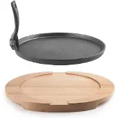 Jamon Gjutjärnsplatta - Ibili - 30 cm - Träunderlägg - Induktionskompatibel - 2 Delar