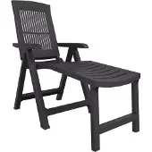 vidaXL Chaise longue antracit plast, utomhus chaise longue, utemöbler, trädgårds chaise longue, 364707
