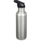 Klean Kanteen Classic Water Bottle 1011192 Brushed Stainless, Flip Seal Sport Cap, bottle, 800 ml