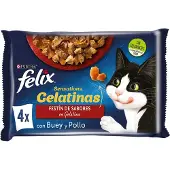 Purina Felix Sensations Kyckling Oxkött Tomat 4x85g Kattsnack 12 Enheter