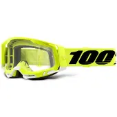 100% glasögon 100% RACECRAFT 2 YELLOW (genomskinlig anti-fog-lins, LT 88–92% + 10 bryggor) (NY)