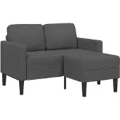 vidaXL 2-sitssoffa med schäslong L-formad mörkgrå 125 cm linne
