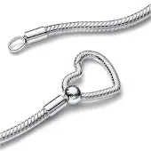 Pandora Moments Snake chain sterling silver halsband with heart clasp 393377C00-45