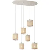 QAZQA Japandi Pendellampa Beige med tygskärmar 6-ljus - Yente
