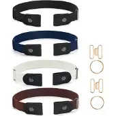 INF Elastiskt bälte utan spänne 4-pack Black/DarkBlue/White/Brown