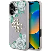 GUESS Grained Roses Big 4G Logo iPhone Fodral 16 - Lila