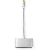 Nedis Guld Cctb64760al02 3-i-1 Multiport Usb-adapter Usb 3.2 Gen 1 Usb-c M-usb-a H/usb-c H/vga H 5gbps Pläterad Flätad 0.2 M