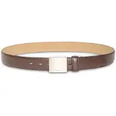Calvin Klein Full Grain Leather Plaque Buckle Belt