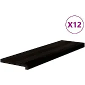 vidaXL Trappstegsmattor 12 pcs brunsvart 90x25x2 cm massiv ek