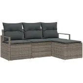 vidaXL Soffset 4 pcs Grå konstrotting