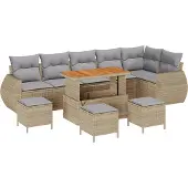 vidaXL Trädgårdsoffset 10 pcs Beige konstrotting