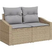 vidaXL Trädgårdsoffa med kudde Beige 123 x 62 x 69cm konstrotting