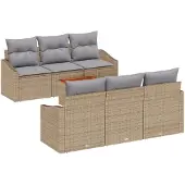 vidaXL Trädgårdsoffset 7 pcs beige och ljusgrå