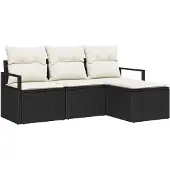 vidaXL Soffset med kudde 4 pcs Svart konstrotting