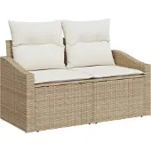 vidaXL Trädgårdsoffa med kudde 123 x 62 x 69 cm konstrotting