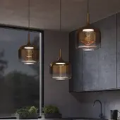 Maytoni Glas pendellampa Spirito, Mässing / guld, Vardagsrum / matsal, Glas, Pendellampa