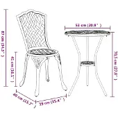 vidaXL Trädgårdsbistro-set 3 delar Vit Aluminium 42002392