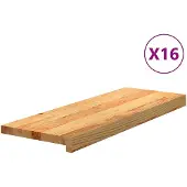 vidaXL Trappstegsmattor 16 pcs ljusbrun 70x30x2 cm massiv ek