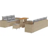vidaXL Trädgårdsoffset 10 pcs Beige konstrotting