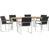 vidaXL Trädgårdsmöbelset 7 pcs Brun Massivt Akaciaträ