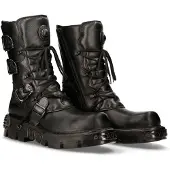 New rock - Svarta läderstövlar med mellankalv-391-S18