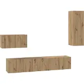 vidaXL Vägg TV Skåp Väggmonterad 4 pcs Artisan Ek Konstruerat trä
