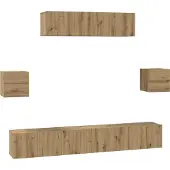 vidaXL TV-bänkset Väggmonterad 7 pcs Artisan Ek Konstruerat trä