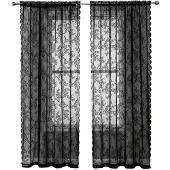 INF Svarta spetsgardiner 2 st Svart 100 x 200 cm