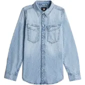 G-Star för kvinnor. D27714-D539-G342 Slim Western Shirt ljusblå (XL), Casual, Bomull, Lång ärm