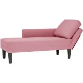 vidaXL Lång fåtölj med kudde och högersidans armstöd rosa sammet, fåtölj, avkopplingsfåtölj, vadderad lång fåtölj, 4009810