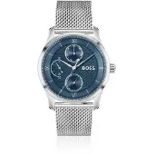 BOSS Blue-dial watch with mesh bracelet