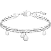 BOSS Three-layer silver-tone bracelet with droplet charms
